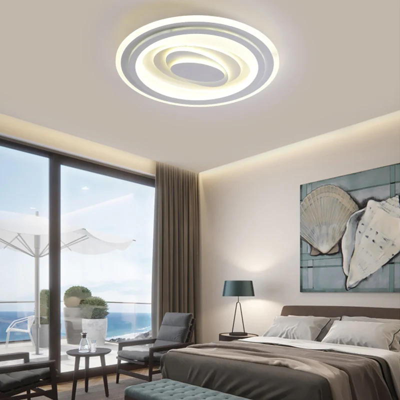 Plafonnier LED circulaire en acrylique pour salon, chambre à coucher, pour enfants, finition blanche Clearhalo