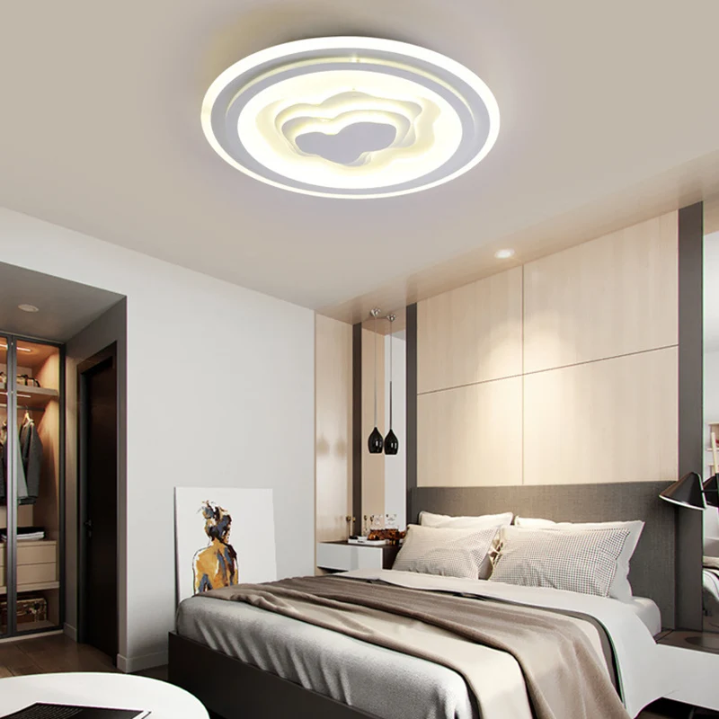 Plafonnier LED circulaire en acrylique pour salon, chambre à coucher, pour enfants, finition blanche Clearhalo