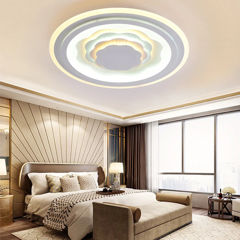 Plafonnier LED circulaire en acrylique pour salon, chambre à coucher, pour enfants, finition blanche Clearhalo