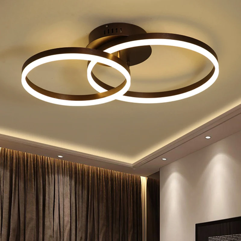 Plafonnier LED circulaire en acrylique, semi-encastré, Simple, café, lumière chaude/blanche/naturelle, 12/16/19,5 pouces d...