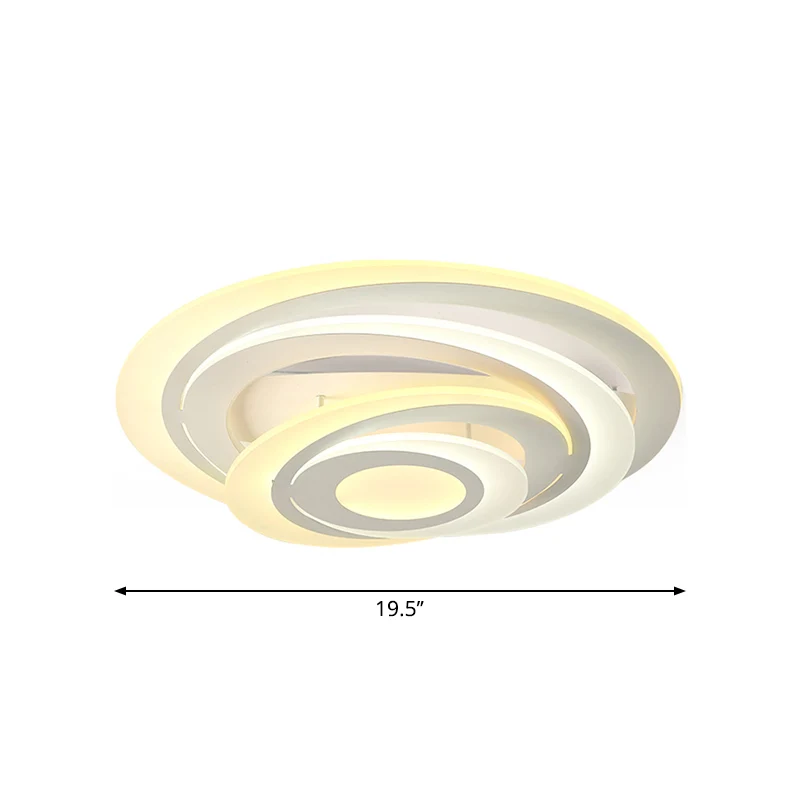 Plafonnier LED circulaire en acrylique de style moderne pour salon, lumière chaude/blanche, 19,5"/31" W Clearhalo