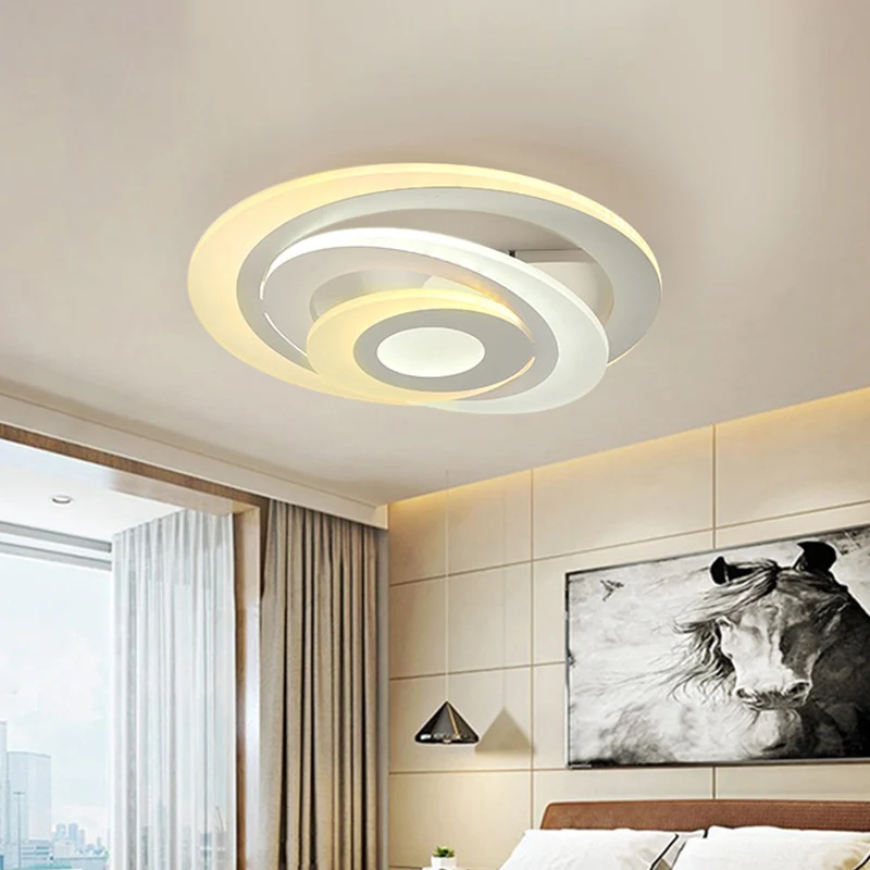 Plafonnier LED circulaire en acrylique de style moderne pour salon, lumière chaude/blanche, 19,5"/31" W Clearhalo