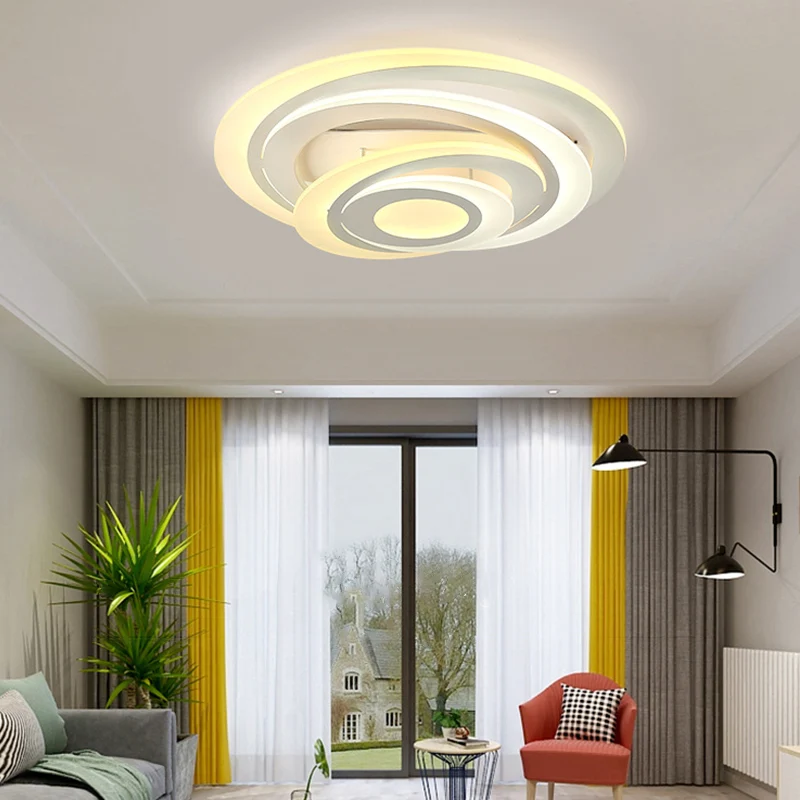 Plafonnier LED circulaire en acrylique de style moderne pour salon, lumière chaude/blanche, 19,5"/31" W Clearhalo