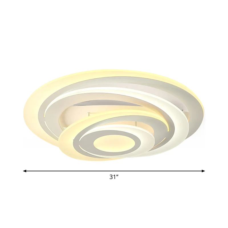 Plafonnier LED circulaire en acrylique de style moderne pour salon, lumière chaude/blanche, 19,5"/31" W Clearhalo
