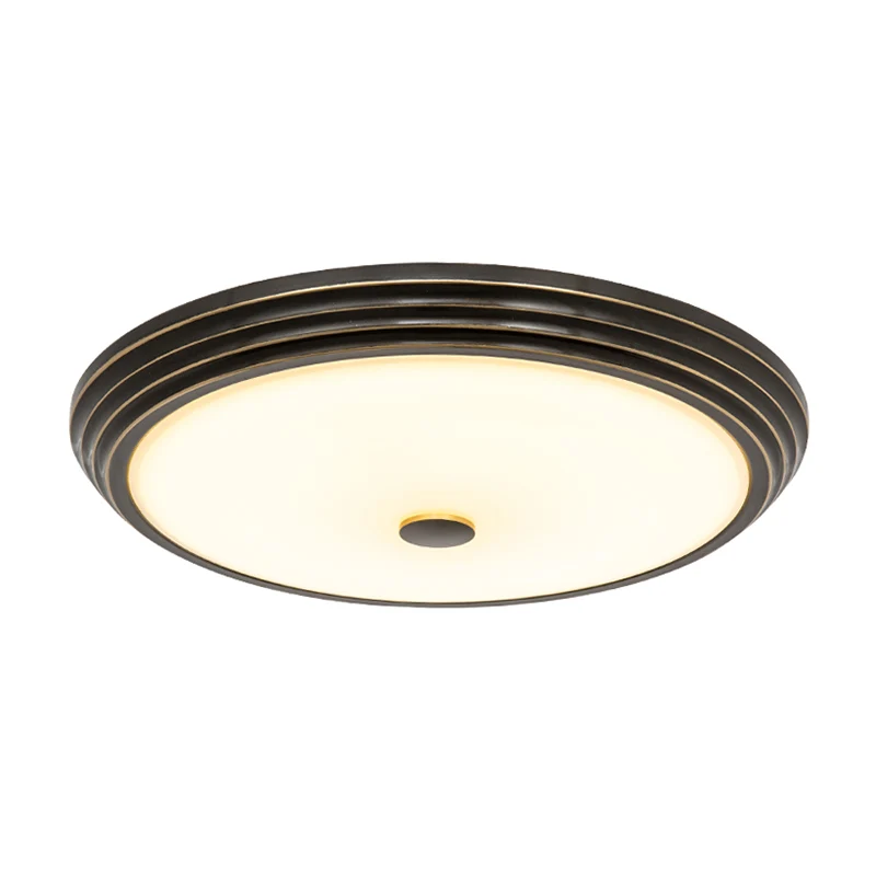 Plafonnier LED circulaire en verre opale de style country, noir, 14"/15"/19" de large Clearhalo