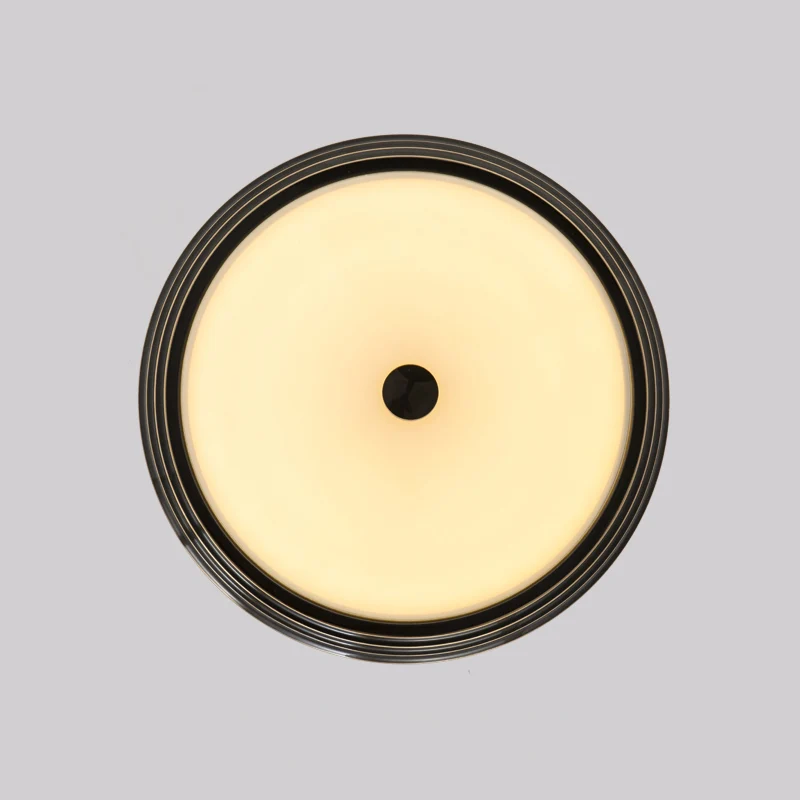 Plafonnier LED circulaire en verre opale de style country, noir, 14"/15"/19" de large Clearhalo