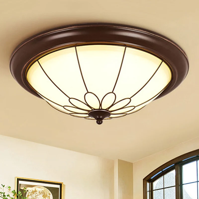 Plafonnier LED classique pour couloir, marron, avec abat-jour en verre dépoli, lumière chaude/blanche, 12,5"/15"/19,5" de...