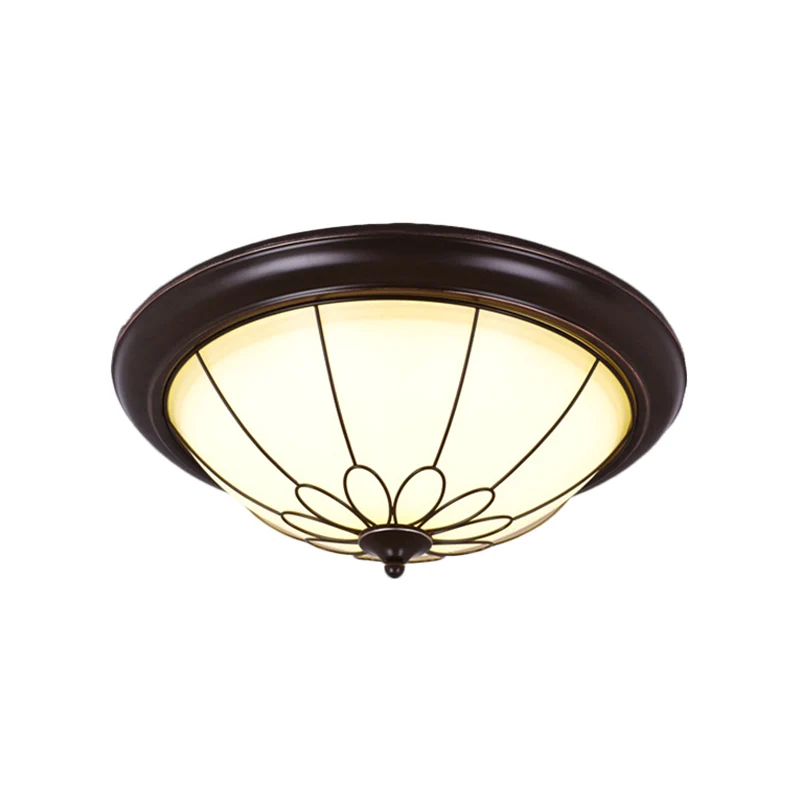 Plafonnier LED classique pour couloir, marron, avec abat-jour en verre dépoli, lumière chaude/blanche, 12,5"/15"/19,5" de...