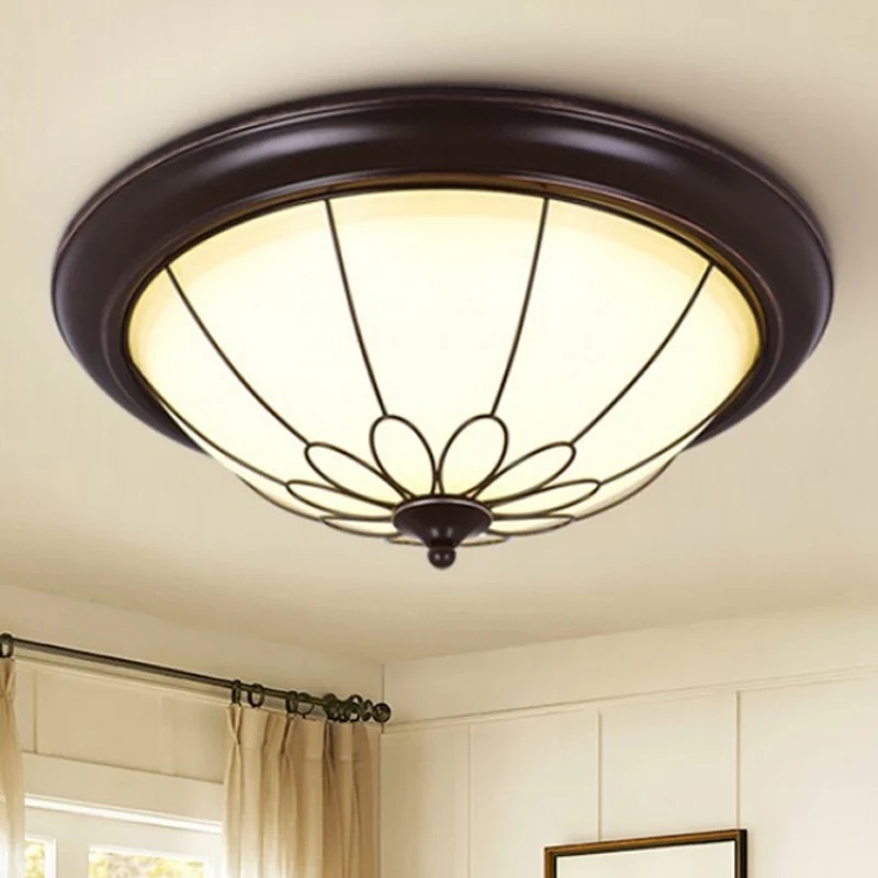 Plafonnier LED classique pour couloir, marron, avec abat-jour en verre dépoli, lumière chaude/blanche, 12,5"/15"/19,5" de...