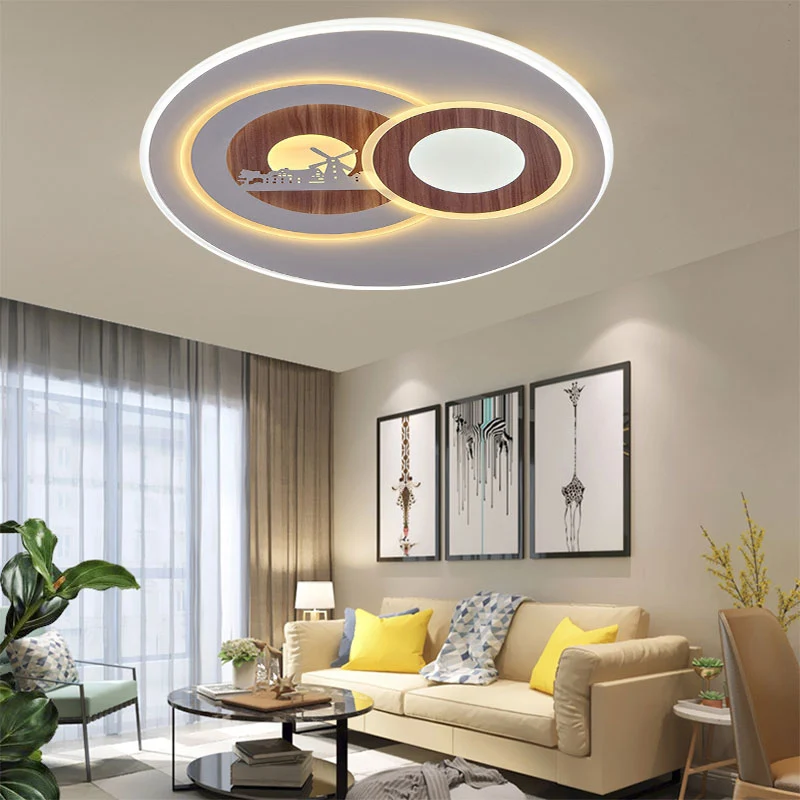 Plafonnier LED contemporain avec anneau en acrylique blanc pour couloir Clearhalo