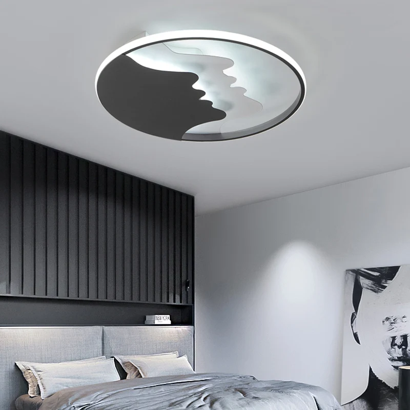 Plafonnier LED créatif en acrylique avec plafonnier Mountain Peak pour chambre à coucher en noir Clearhalo