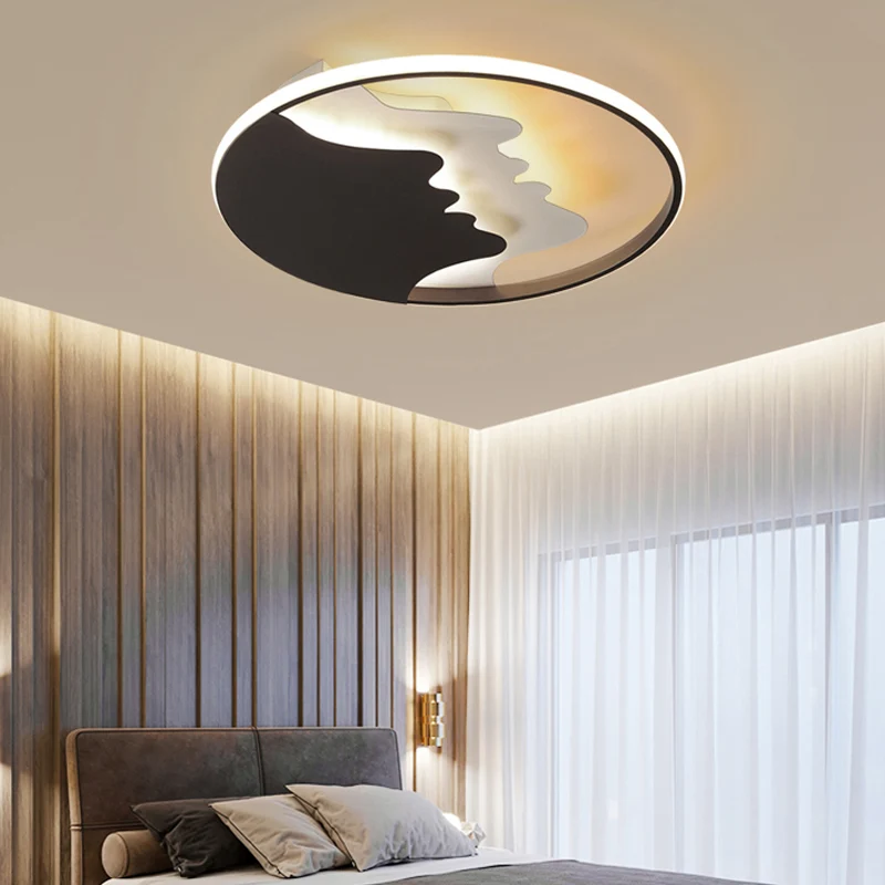 Plafonnier LED créatif en acrylique avec plafonnier Mountain Peak pour chambre à coucher en noir Clearhalo