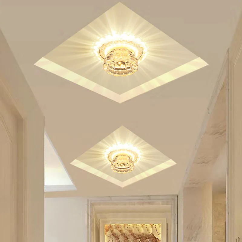 Plafonnier LED en cristal transparent, éclairage encastré à montage encastré en dôme Simple pour couloir Clearhalo