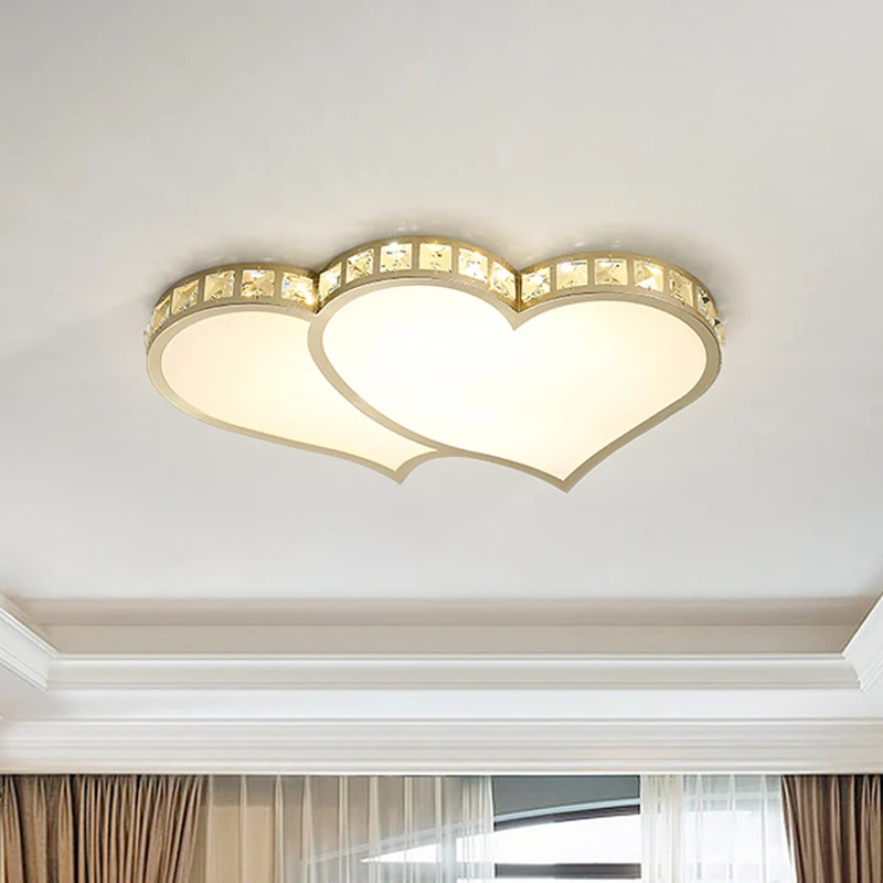 Plafonnier LED doré en forme de cœur aimant, bloc de cristal contemporain, luminaire encastré Clearhalo