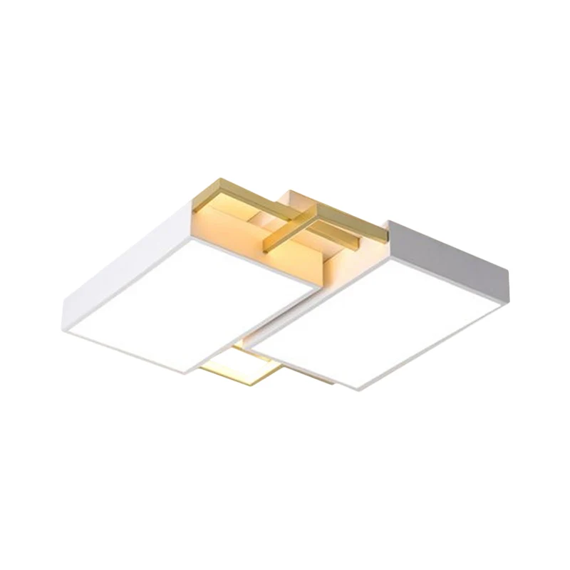 Plafonnier LED double rectangle modernisme en métal noir/doré, lumière chaude/blanche, 40,6 cm/49,5 cm de largeur Clearhalo