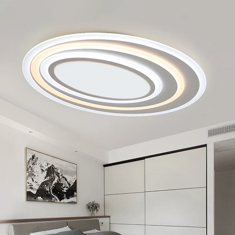 Plafonnier LED elliptique en acrylique, plafonnier moderne blanc monté en Surface, 19.5 "/23.5"/39 "de large Clearhalo