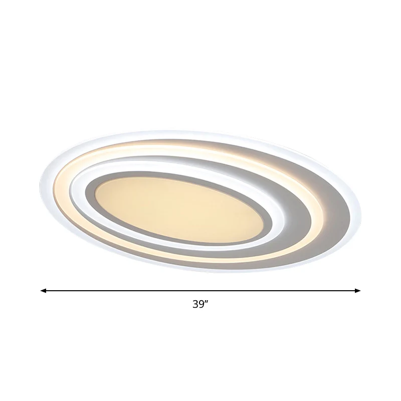 Plafonnier LED elliptique en acrylique, plafonnier moderne blanc monté en Surface, 19.5 "/23.5"/39 "de large Clearhalo
