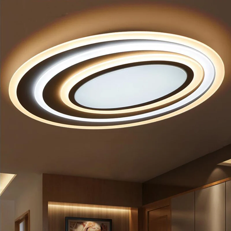 Plafonnier LED elliptique en acrylique, plafonnier moderne blanc monté en Surface, 19.5 "/23.5"/39 "de large Clearhalo