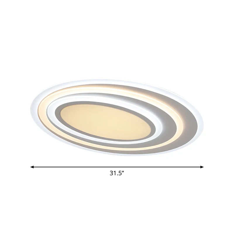 Plafonnier LED elliptique en acrylique, plafonnier moderne blanc monté en Surface, 19.5 "/23.5"/39 "de large Clearhalo