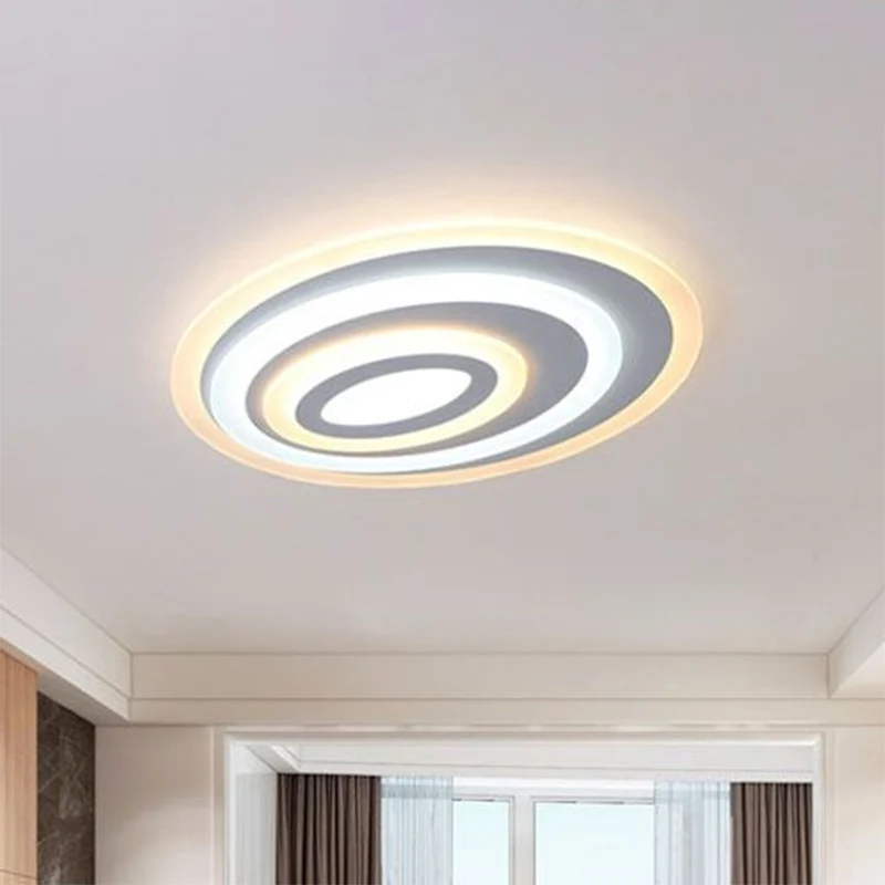 Plafonnier LED encastrable de forme ovale, moderne, en acrylique, pour chambre à coucher, blanc Clearhalo