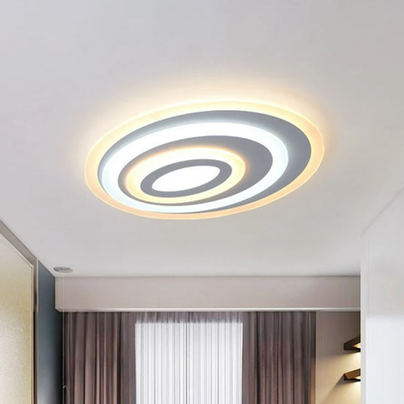 Plafonnier LED encastrable de forme ovale, moderne, en acrylique, pour chambre à coucher, blanc Clearhalo