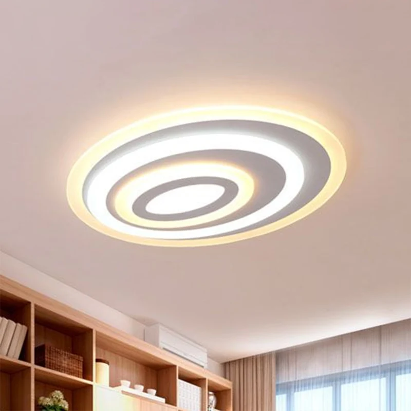 Plafonnier LED encastrable de forme ovale, moderne, en acrylique, pour chambre à coucher, blanc Clearhalo