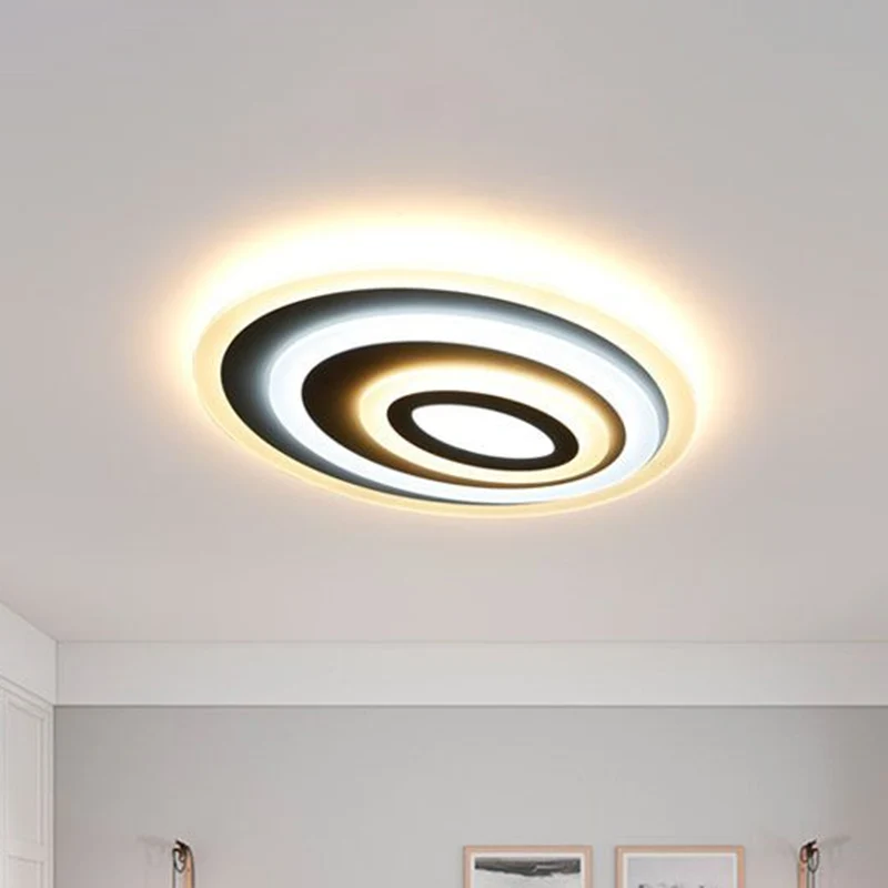 Plafonnier LED encastrable de forme ovale, moderne, en acrylique, pour chambre à coucher, blanc Clearhalo