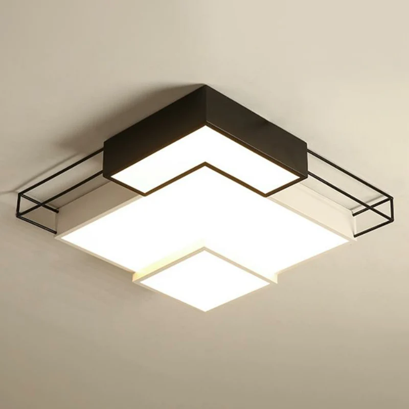 Plafonnier LED extra-fin en acrylique pour salon, plafonnier moderne en noir et blanc Clearhalo