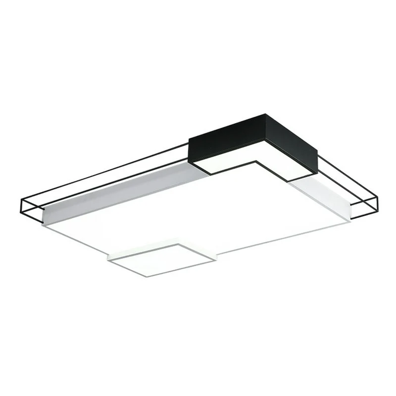 Plafonnier LED extra-fin en acrylique pour salon, plafonnier moderne en noir et blanc Clearhalo