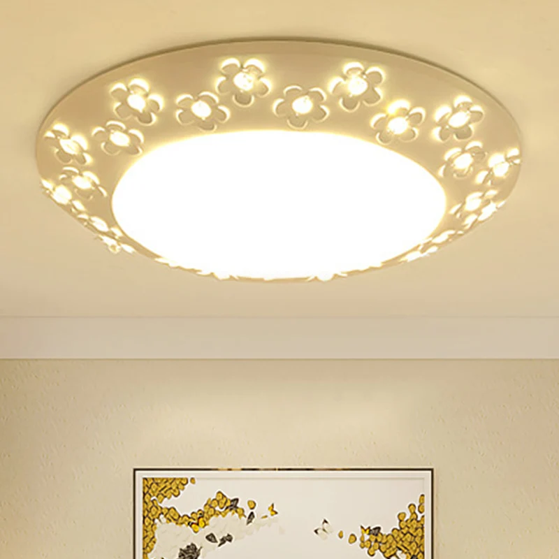 Plafonnier LED en forme de bol exquis avec fleur en acrylique blanc pour salle de soins infirmiers Clearhalo