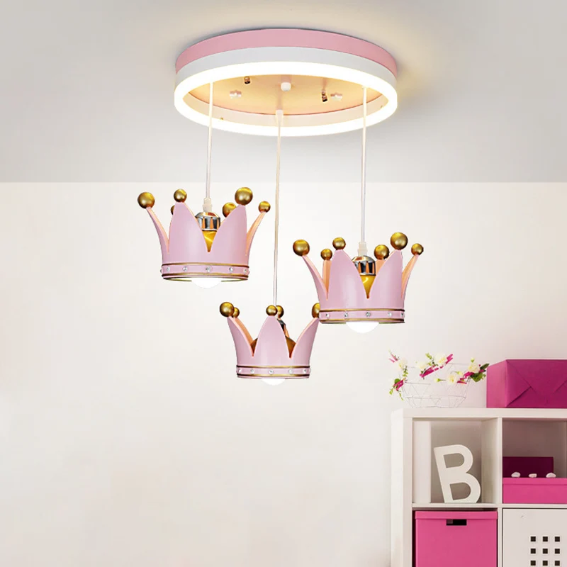 Plafonnier LED en forme de boucle en acrylique pour enfants, plafonnier rose à 3 lumières avec abat-jour en forme de couro...