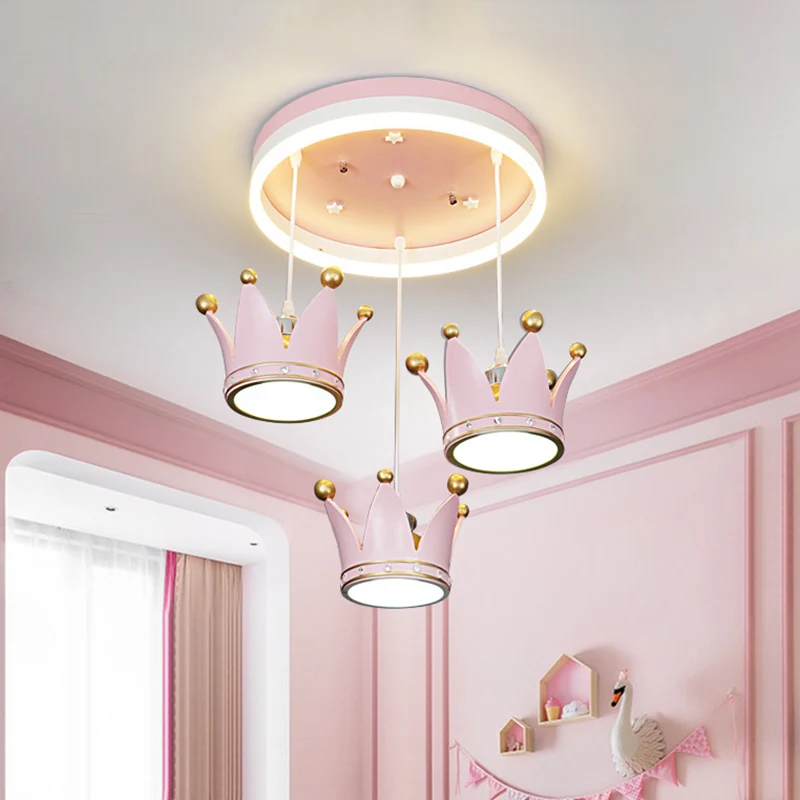 Plafonnier LED en forme de boucle en acrylique pour enfants, plafonnier rose à 3 lumières avec abat-jour en forme de couro...