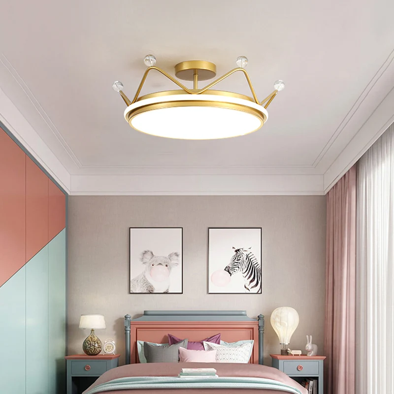 Plafonnier LED en forme de couronne pour chambre d'enfant, luminaire de plafond en métal avec dessin animé Clearhalo