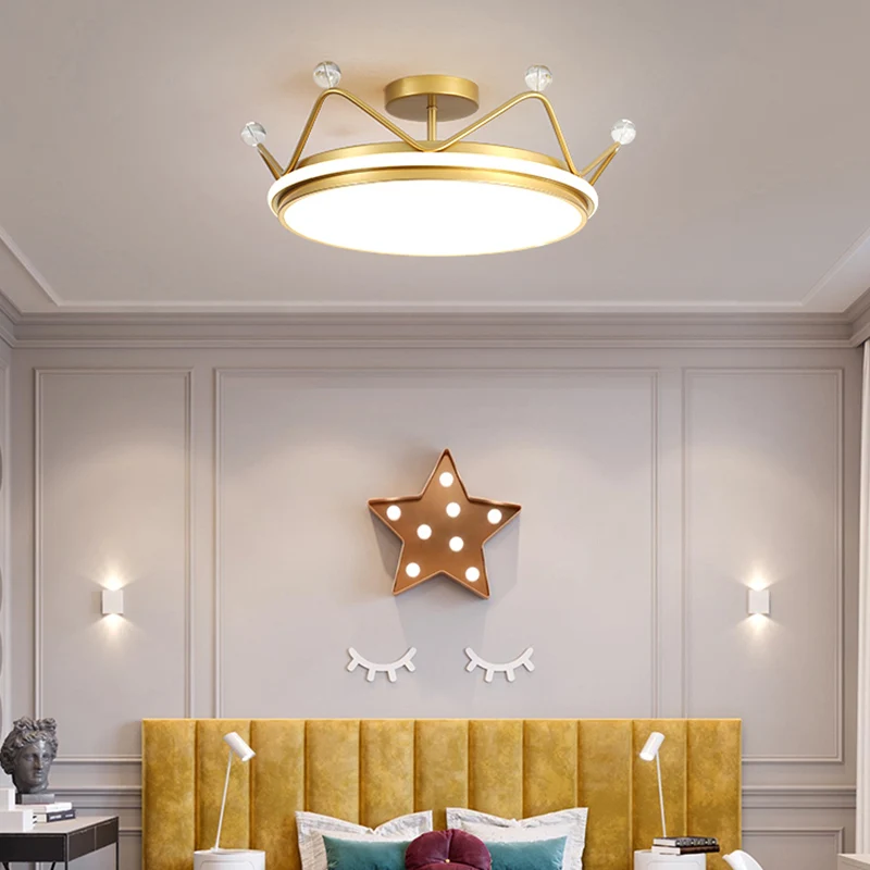 Plafonnier LED en forme de couronne pour chambre d'enfant, luminaire de plafond en métal avec dessin animé Clearhalo