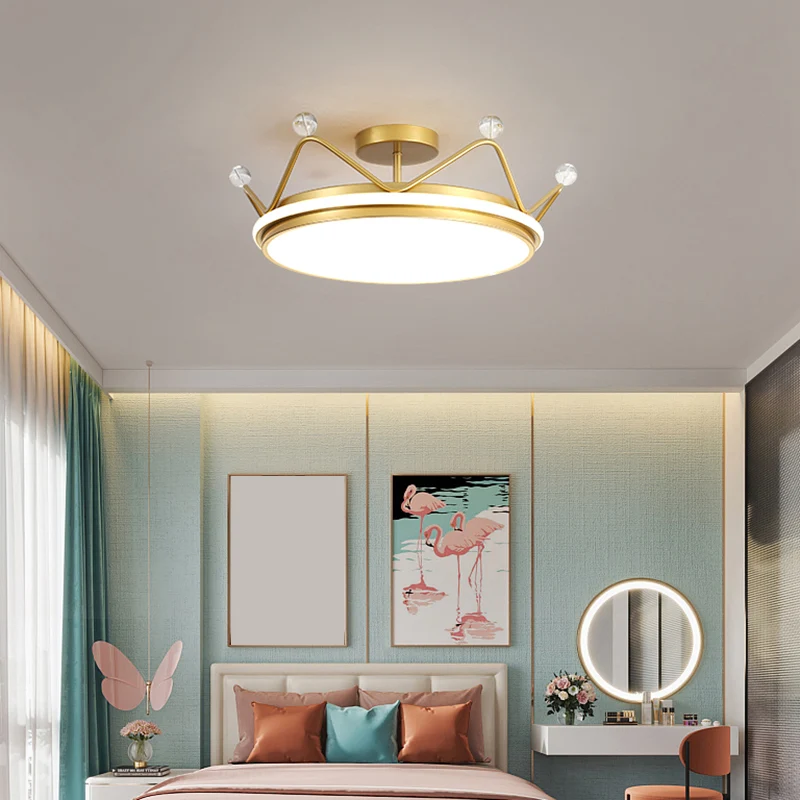 Plafonnier LED en forme de couronne pour chambre d'enfant, luminaire de plafond en métal avec dessin animé Clearhalo