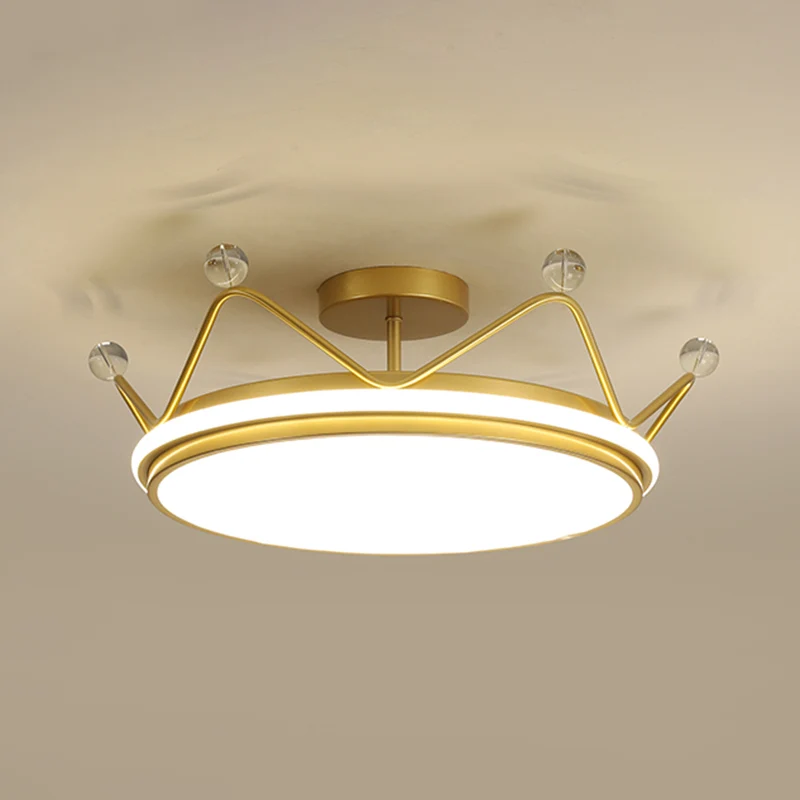 Plafonnier LED en forme de couronne pour chambre d'enfant, luminaire de plafond en métal avec dessin animé Clearhalo
