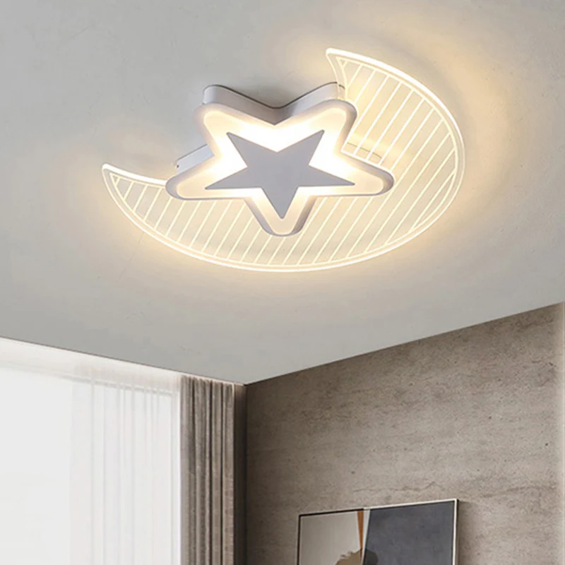 Plafonnier LED en forme de croissant et d'étoile, luminaire nordique en acrylique pour chambre à coucher, monté au plafond...