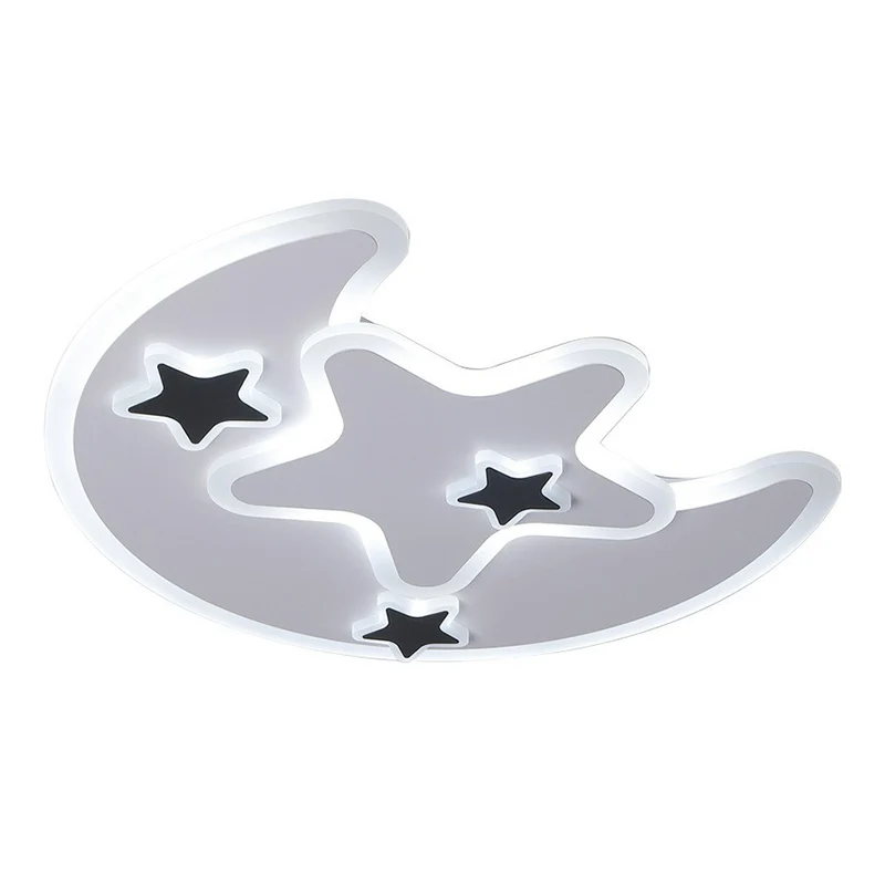Plafonnier LED en forme de croissant et d'étoile nordique, en acrylique, pour chambre à coucher, plafonnier en blanc Clear...