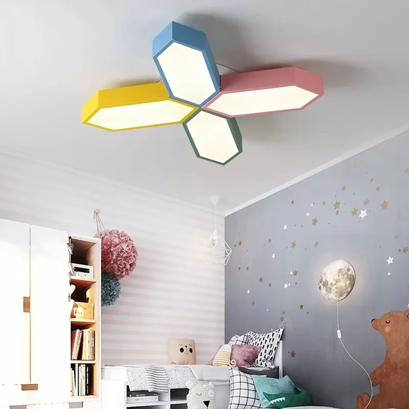Plafonnier LED en forme de croix pour salle d'étude, en acrylique, Style nordique, luminaire encastré pour la maternelle C...