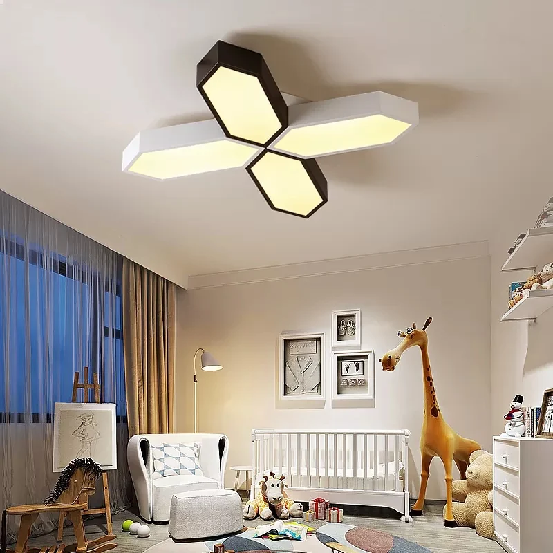 Plafonnier LED en forme de croix pour salle d'étude, en acrylique, Style nordique, luminaire encastré pour la maternelle C...