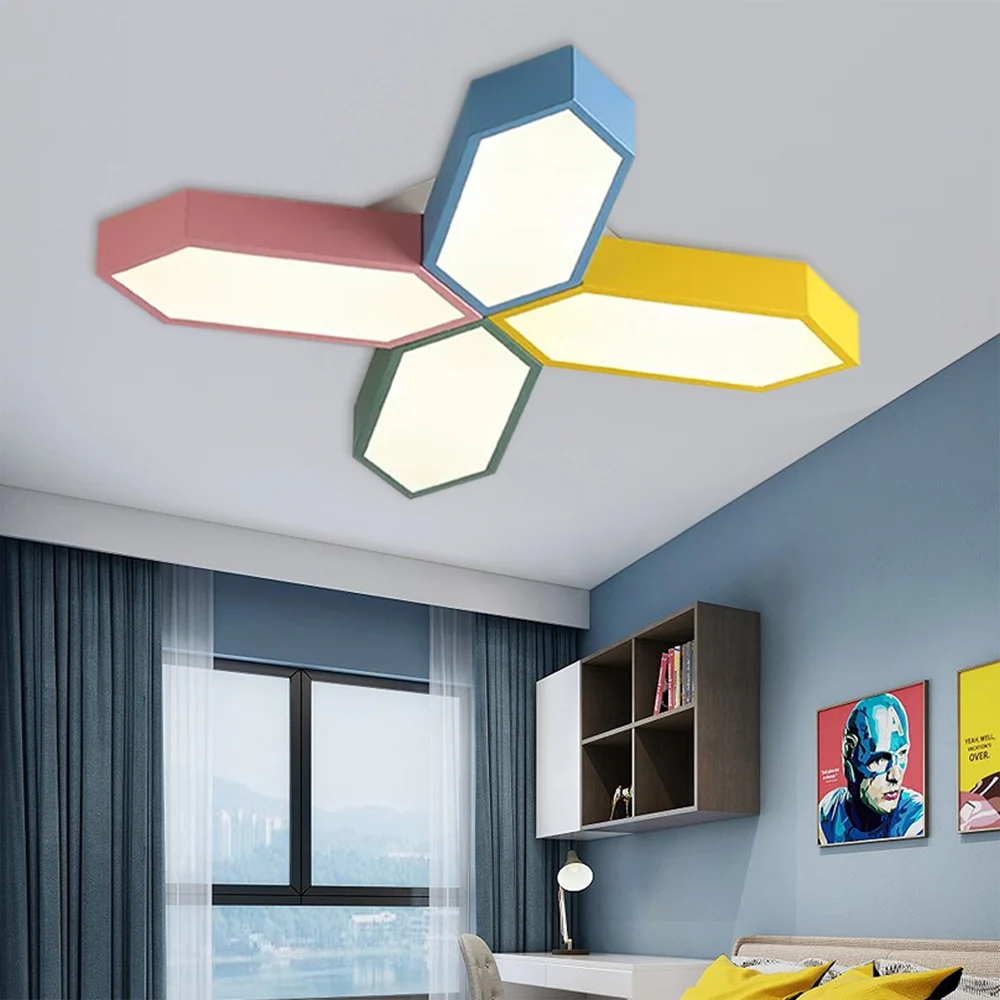 Plafonnier LED en forme de croix pour salle d'étude, en acrylique, Style nordique, luminaire encastré pour la maternelle C...
