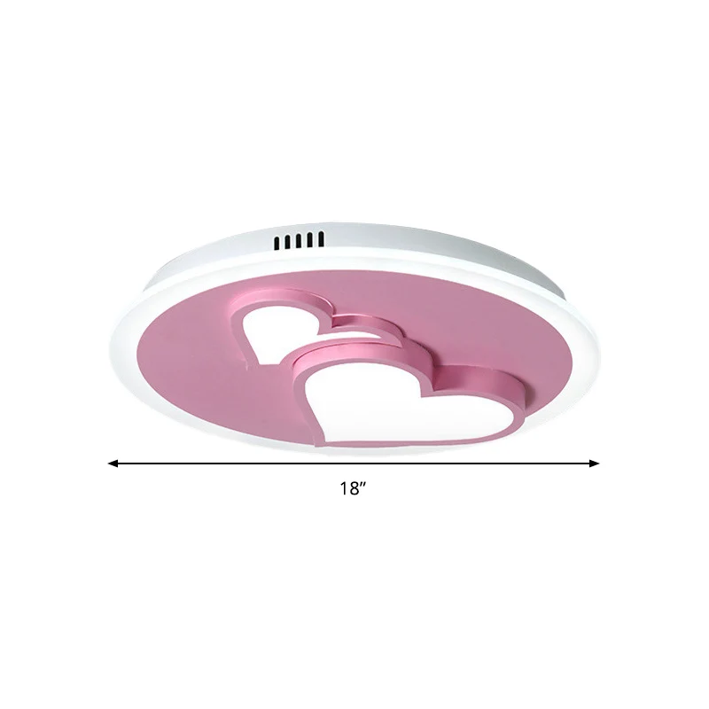 Plafonnier LED en forme de cœur en acrylique, design de dessin animé, rose, pour chambre de fille Clearhalo
