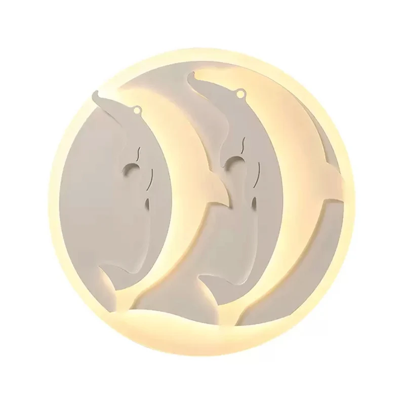 Plafonnier LED en forme de dauphin de plongée en forme d'animal, en acrylique, blanc, pour chambre d'enfant Clearhalo