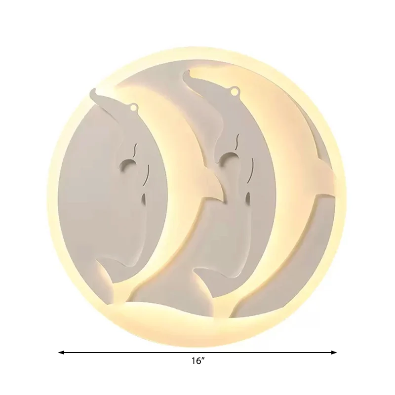 Plafonnier LED en forme de dauphin de plongée en forme d'animal, en acrylique, blanc, pour chambre d'enfant Clearhalo