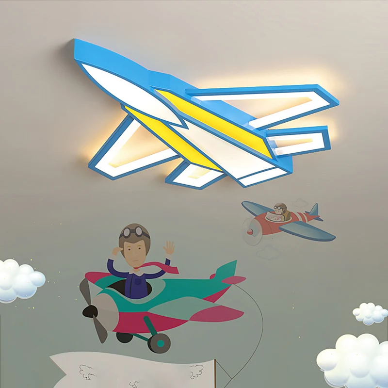 Plafonnier LED en forme d'avion de dessin animé, luminaire de plafond en métal pour chambre d'enfant Clearhalo