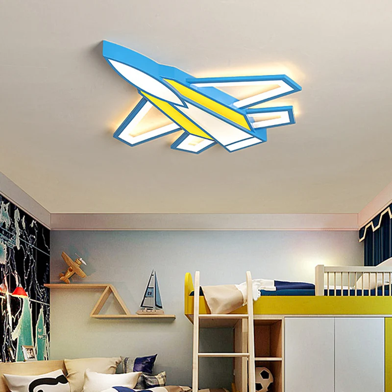 Plafonnier LED en forme d'avion de dessin animé, luminaire de plafond en métal pour chambre d'enfant Clearhalo
