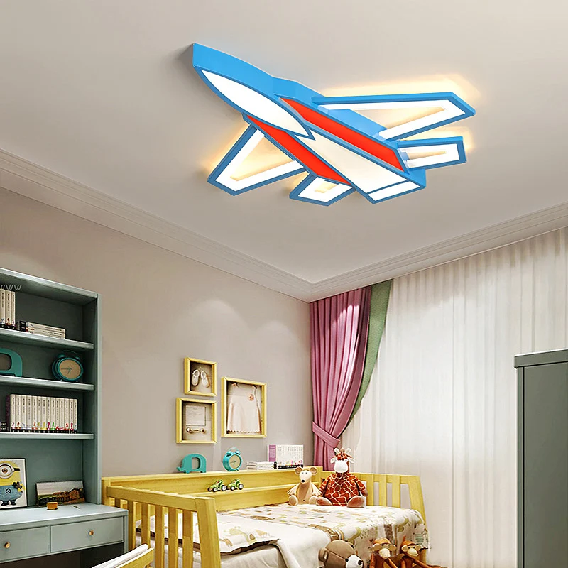 Plafonnier LED en forme d'avion de dessin animé, luminaire de plafond en métal pour chambre d'enfant Clearhalo