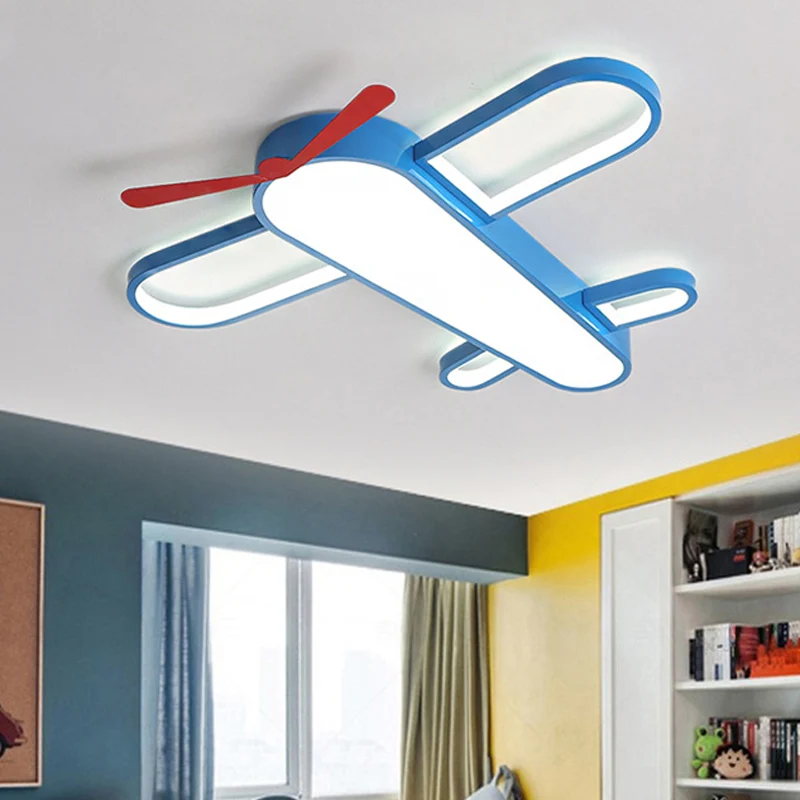 Plafonnier LED en forme d'avion à hélice, finition bleue en acrylique, luminaire décoratif d'intérieur, idéal pour une cha...