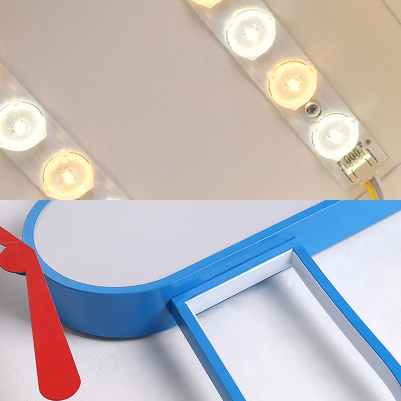 Plafonnier LED en forme d'avion à hélice, finition bleue en acrylique, luminaire décoratif d'intérieur, idéal pour une cha...