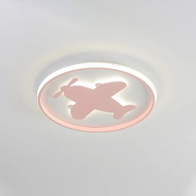 Plafonnier LED en forme d'avion/cheval/poisson, éclairage de plafond métallique de dessin animé en bleu/rose Clearhalo